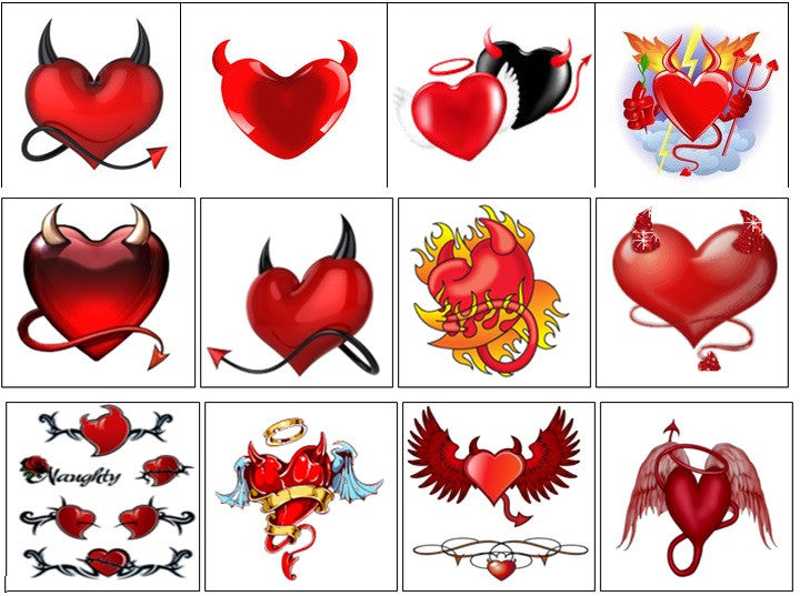 Red Broken Heart Temporary Tattoo  Set of 3  Little Tattoos