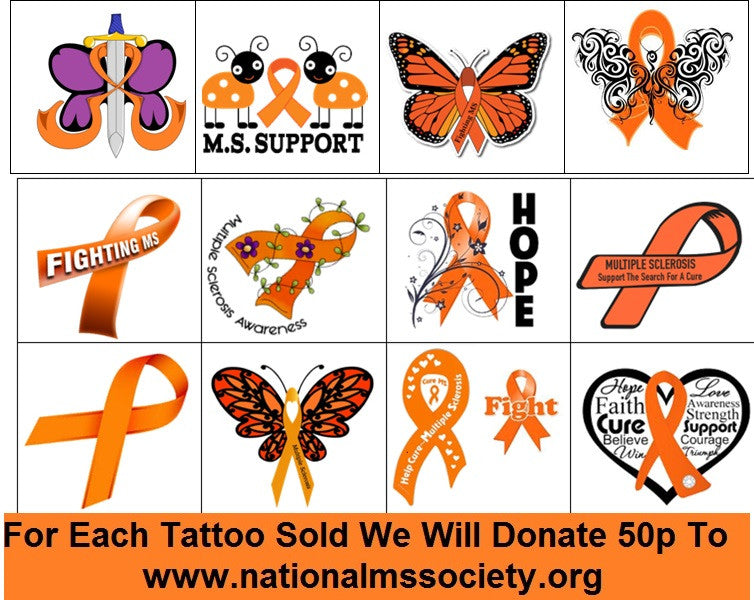 Multiple Sclerosis M.S Awareness Temporary Tattoos | Kaz Creations