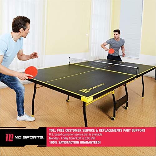 MD Sports Table Tennis Set, Regulation Ping Pong Table with Net, Paddl