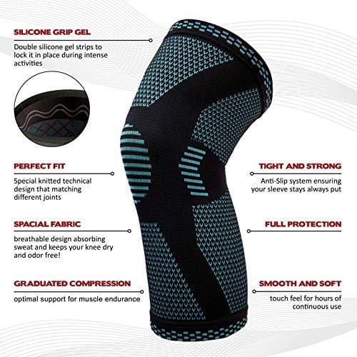 POWERLIX Compression Knee Sleeve - Best Knee Brace for Meniscus Tear ...