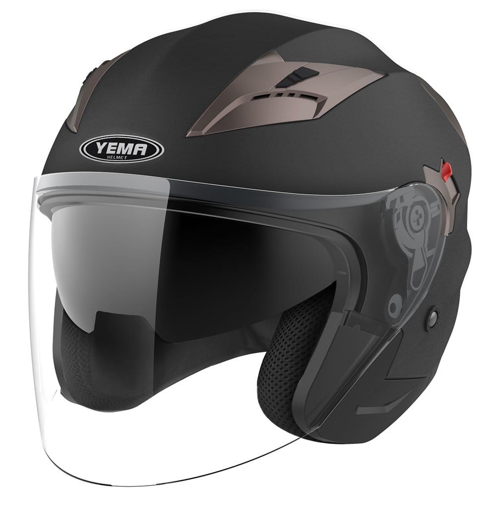 Motorcycle Open Face Helmet DOT Approved - YEMA YM-627 Motorbike Moped