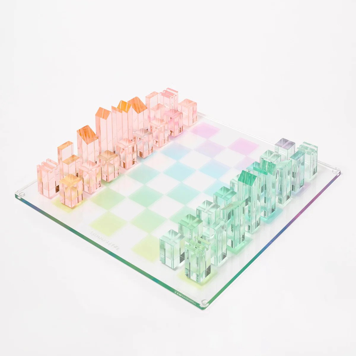 Sunnylife Lucite Chess and Checkers Set Aurora