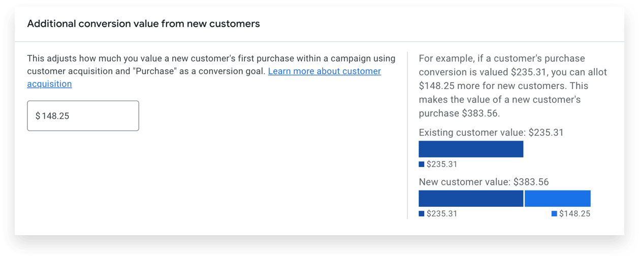 additional conversion value from new customers