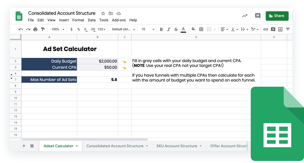 Consolidated Facebook account structure tool: A spreadsheet to keep your campaigns organized