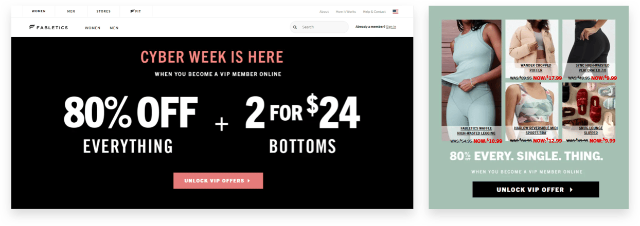 Fabletics Cyber Monday Holiday VIP Offers