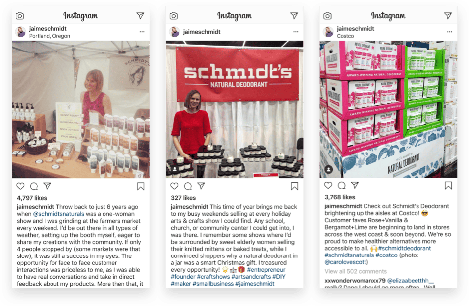Jaime Schmidt Instagram of Schmidt’s Retail Growth