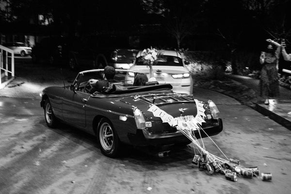 Wedding MG-B getaway car at the Houstonian Hotel in Houston, TX. 