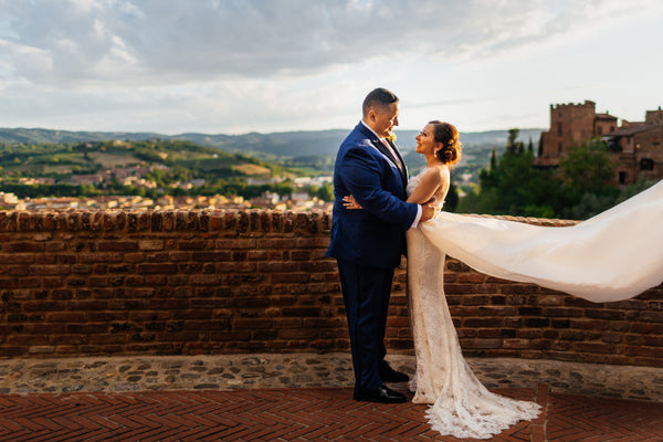 Tuscany Destination Wedding Custom Bridal Gown by David Peck