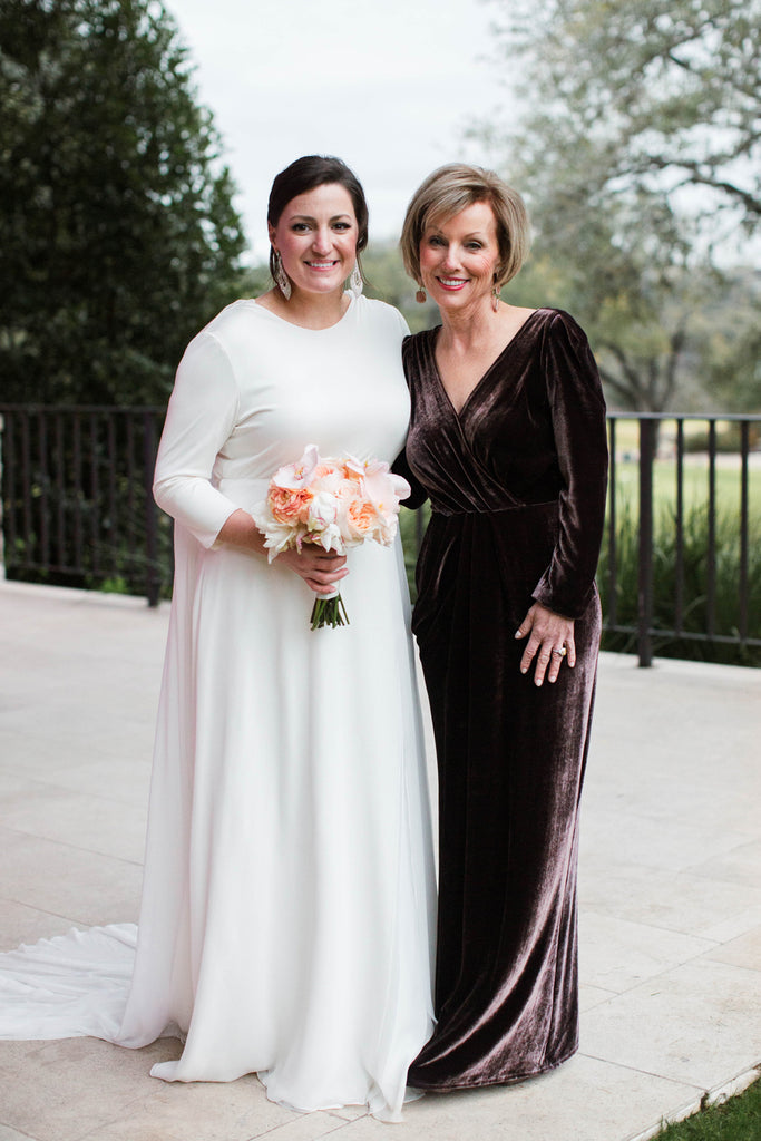 Natalie Pipkin Barr Wedding Austin Texas Custom Wedding Gown and Mother of the Bride Gown David Peck