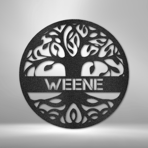 Tree Of Life Round Custom Family Name Indoor Outdoor Metal Art Sign