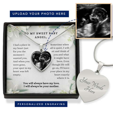 Infant Loss Miscarriage Keepsake Jewelry Baby Ultrasound Photo Pendant Necklace