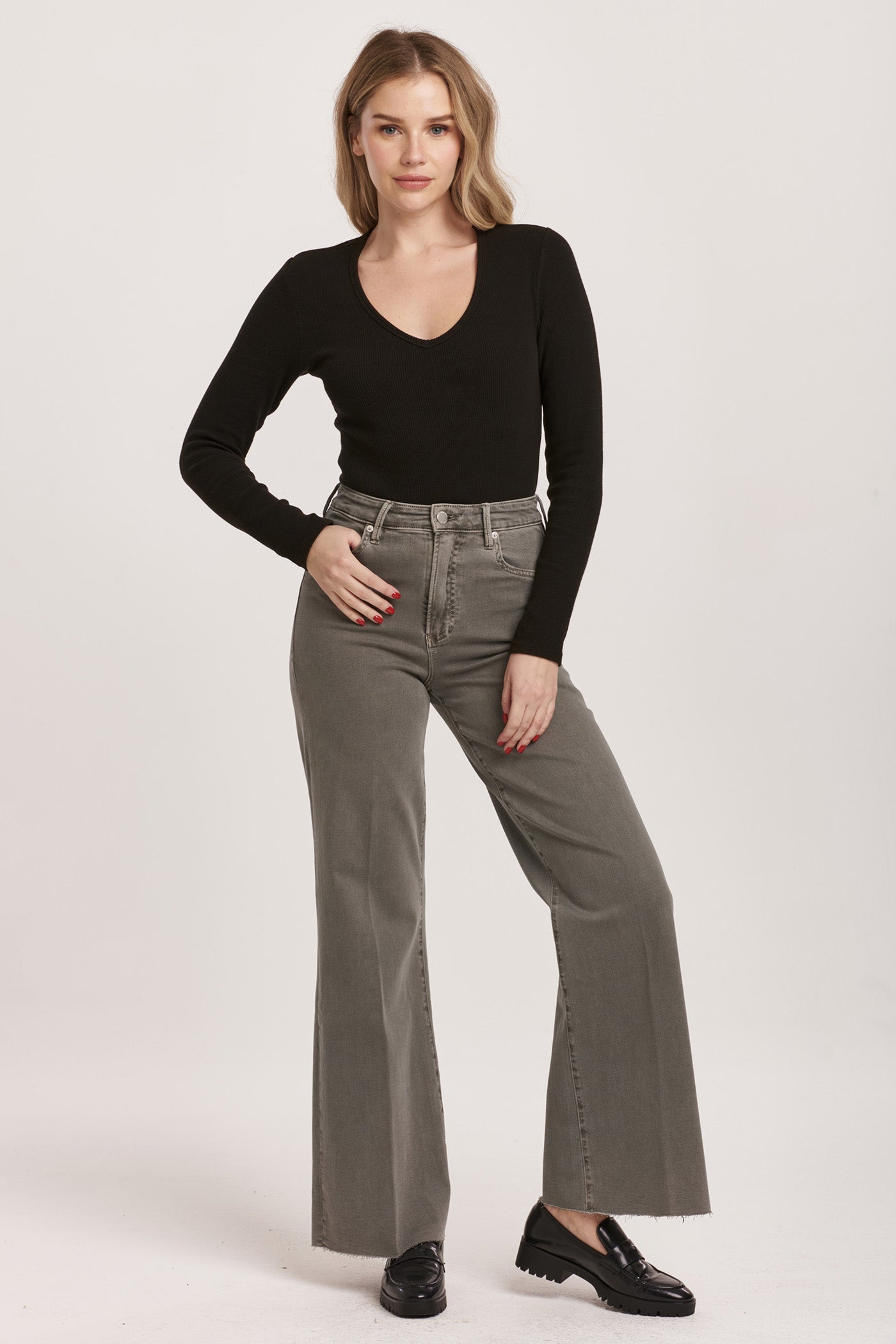 FIONA WIDE LEG JEAN GRAPHITE