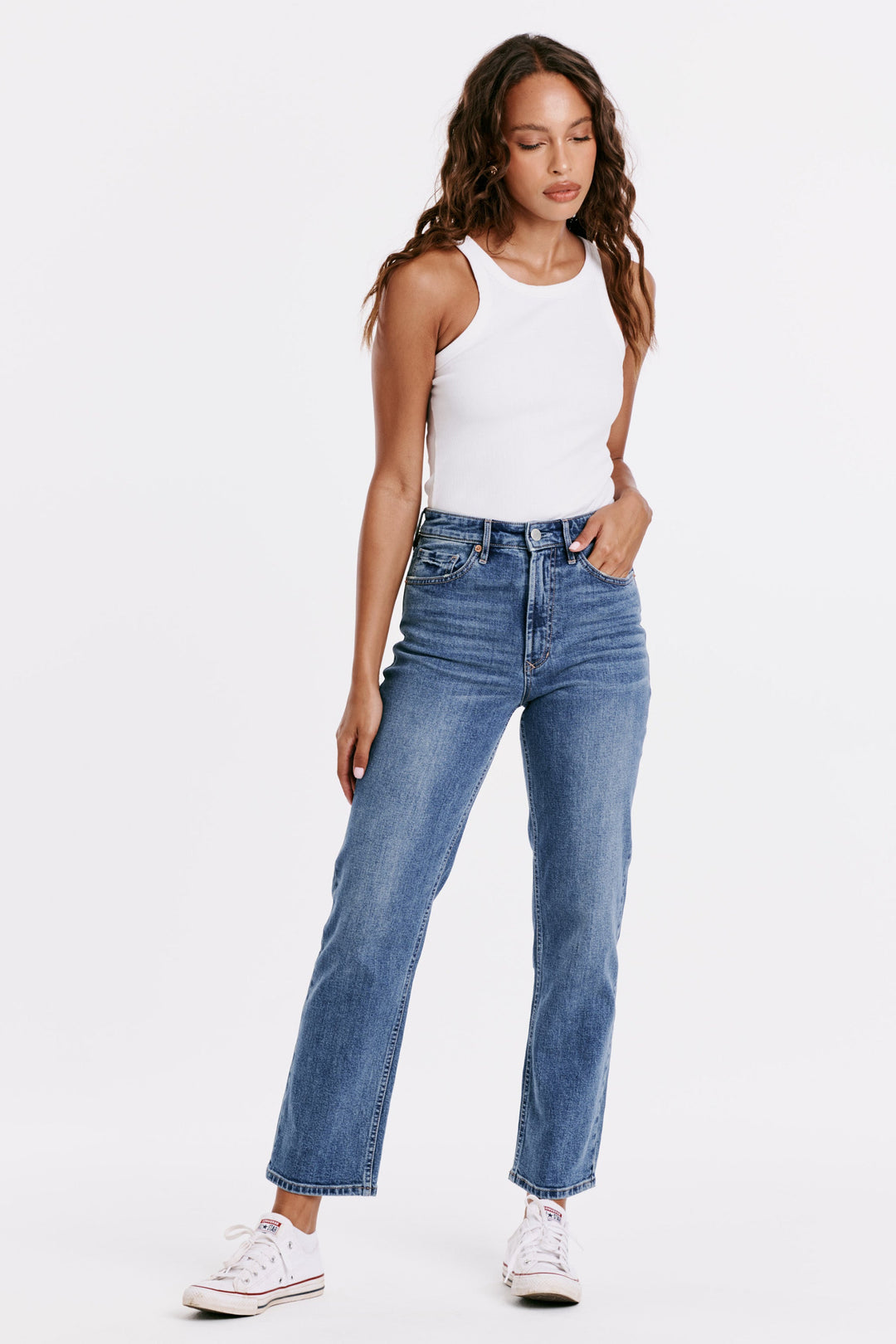 Midland High Rise Rigid Magic 90's Distressed Straight Jeans in