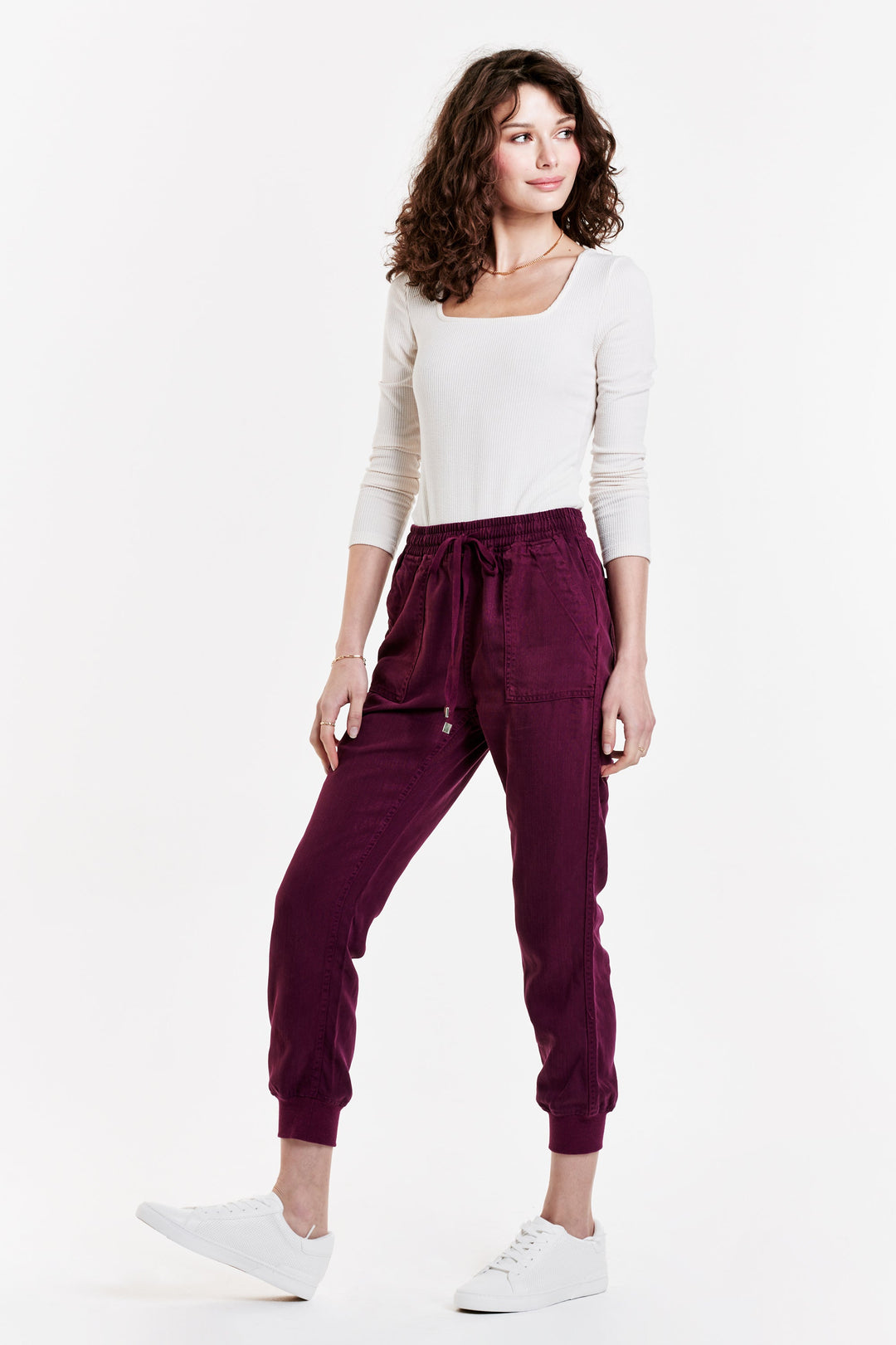 JACEY SUPER HIGHRISE CROPPED JOGGER PANTS COFFEE VEGAN LEATHER