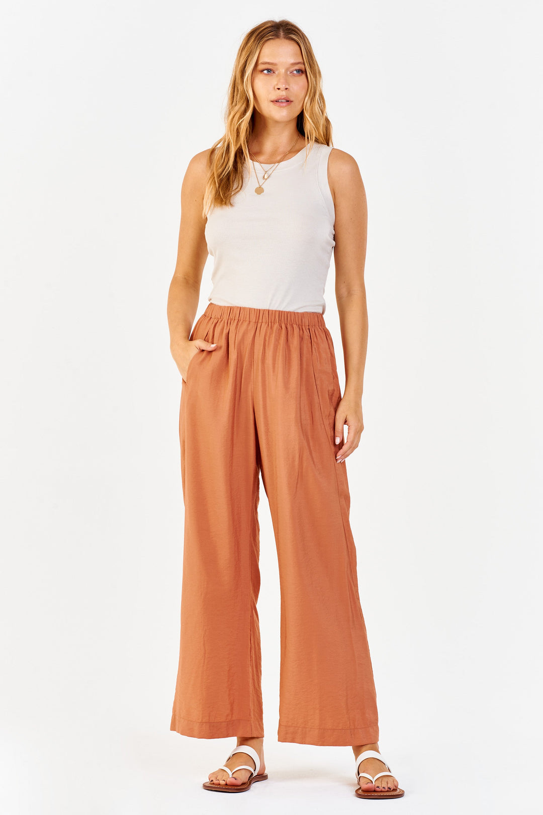 Paris Wide Leg Pants - Orange