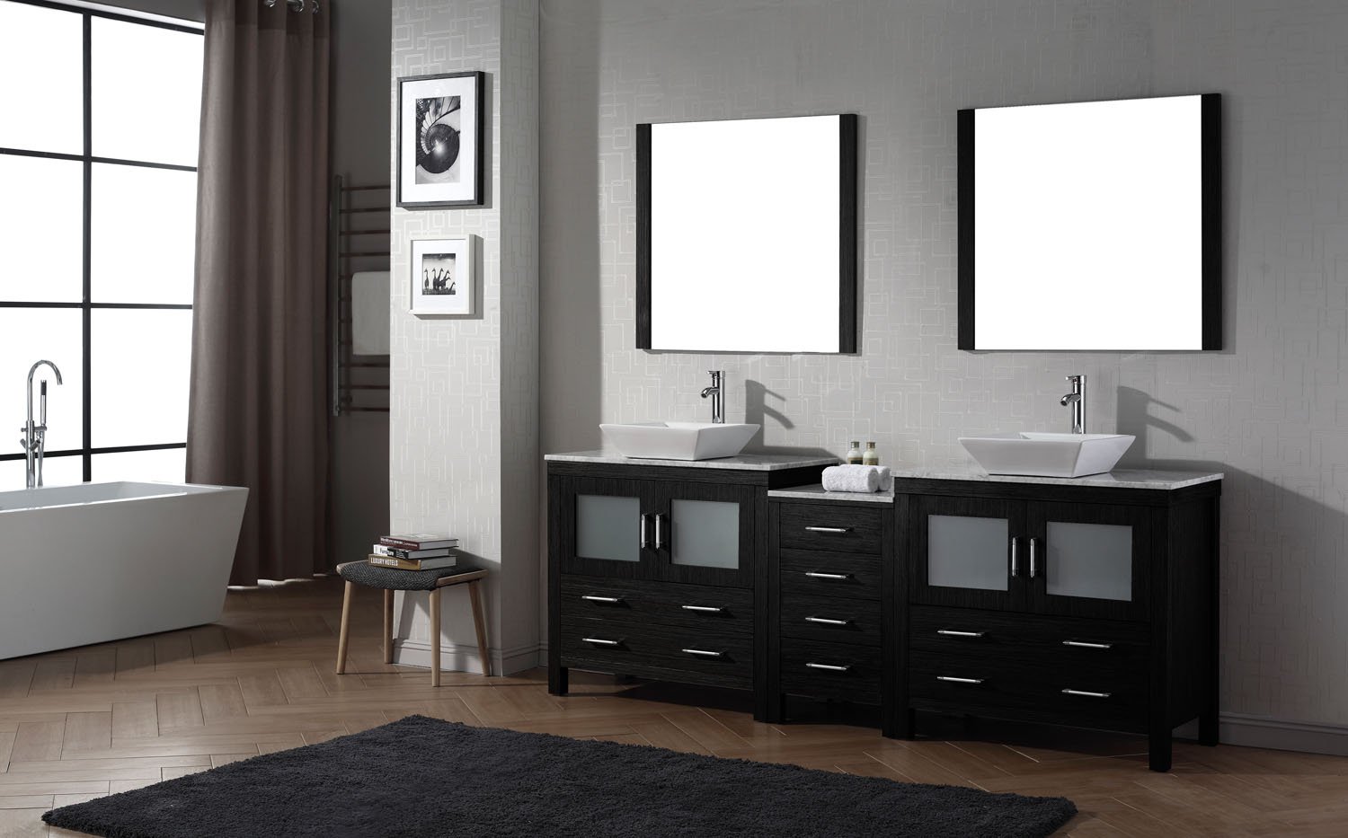 Dior 78 Double Bathroom Vanity In Zebra Grey With Italian Carrara