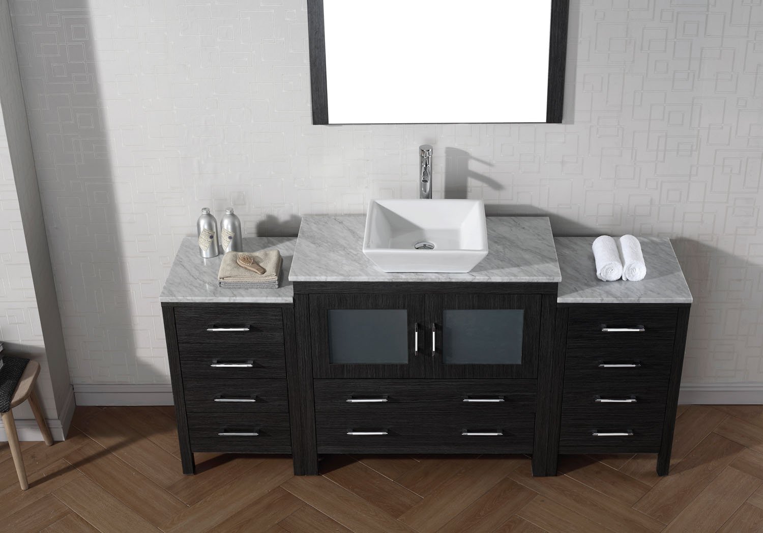Dior 66 Single Bathroom Vanity In Zebra Grey With Italian Carrara