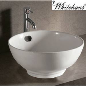 Whitehaus Whkn1051 White Ceramic Round Above Mount Bathroom Sink Basin