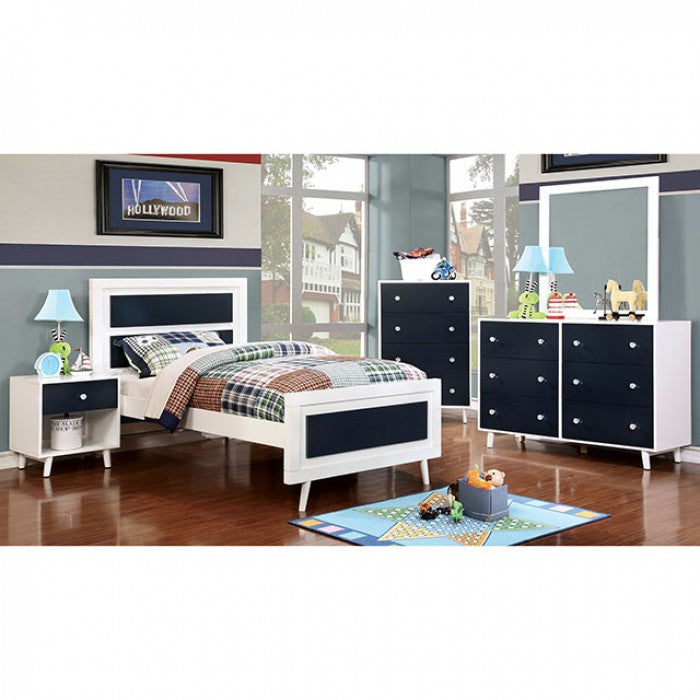 4 Pc Alivia Youth Bedroom Set Bed Nightstand Dresser Mirror