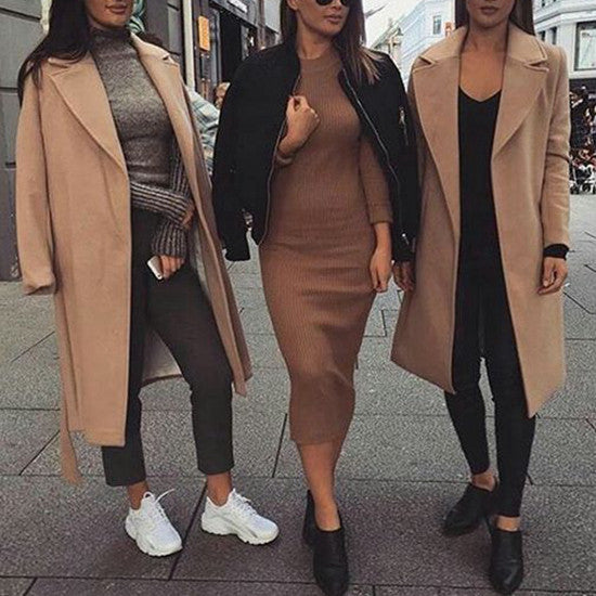 camel coat winter outfit