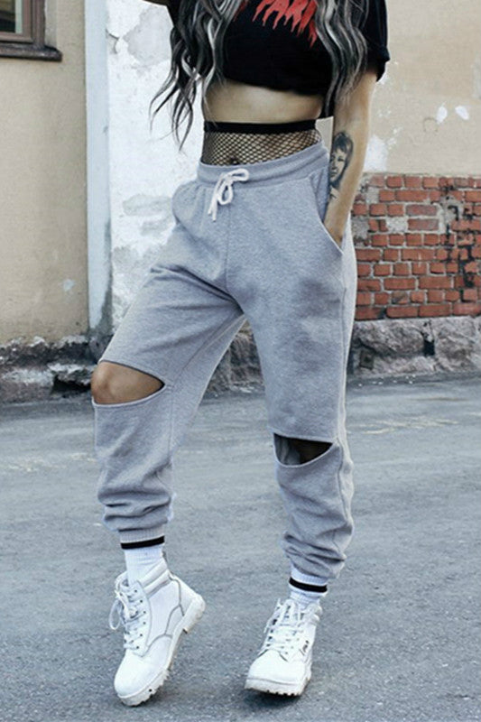 ripped grey joggers