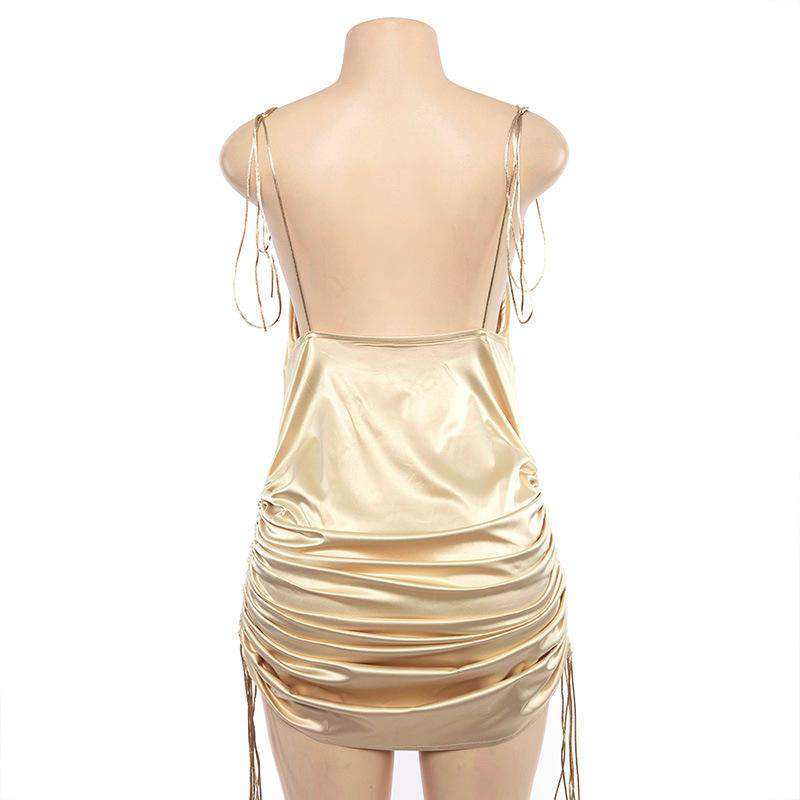 drawstring satin dress