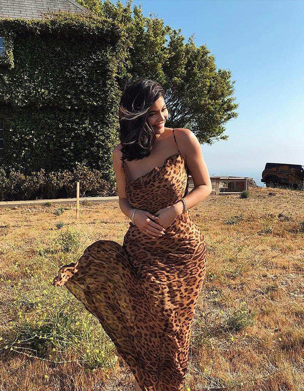 leopard print dress thin strap
