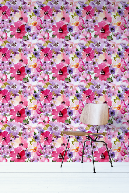 Pink Floral Peel And Stick Wallpaper | Wallflorashop.com