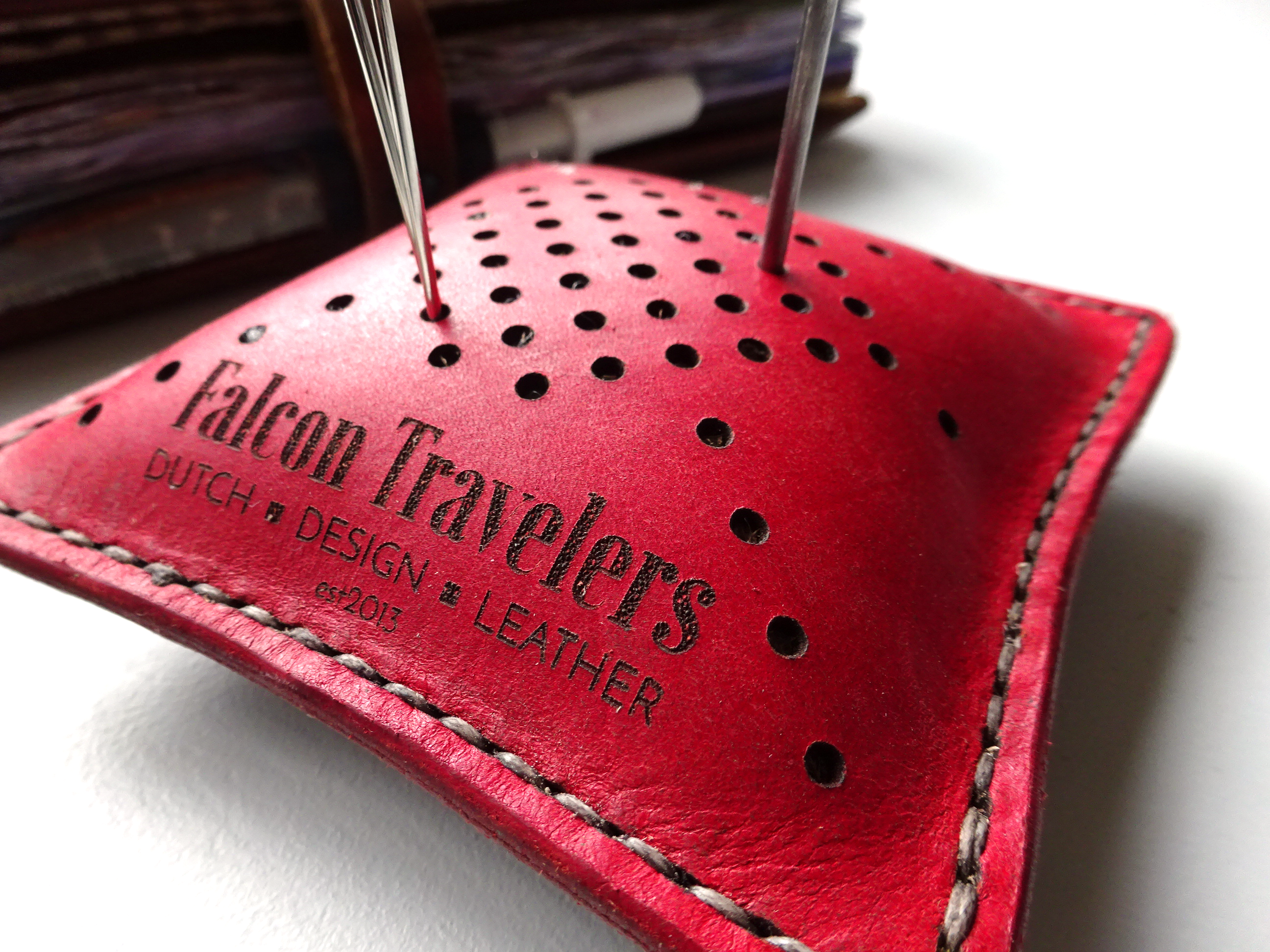 Leather Pin Cushion Falcon Travelers