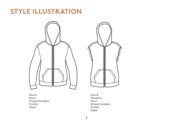 Zipper hoodie sewing pattern