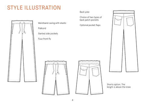 Summer pants sewing pattern