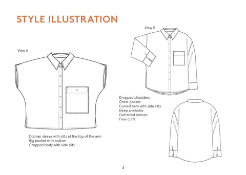Boxy shirt sewing pattern