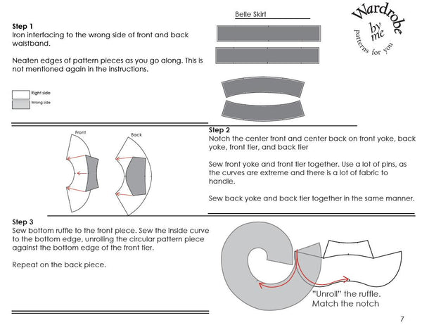 instructions for belle skirt sewing pattern