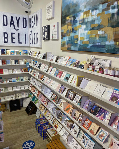wide shot photo of showroom 1 showing many of the greeting cards available for sale.