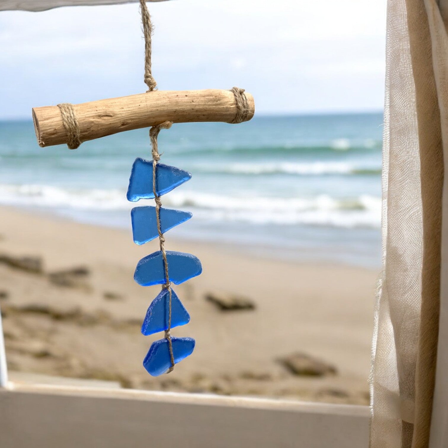 Sea Glass and Driftwood Tassel - 12-in