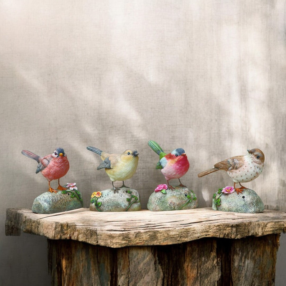 Resin Motion Sensor Bird on a Rock with Bird Sounds - 5-3/4-in