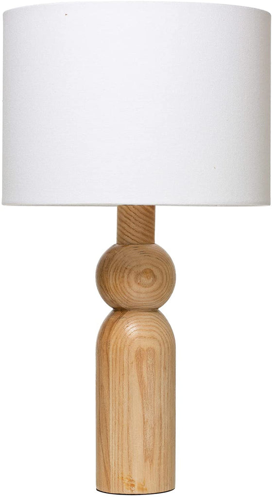 natural wood base table lamp