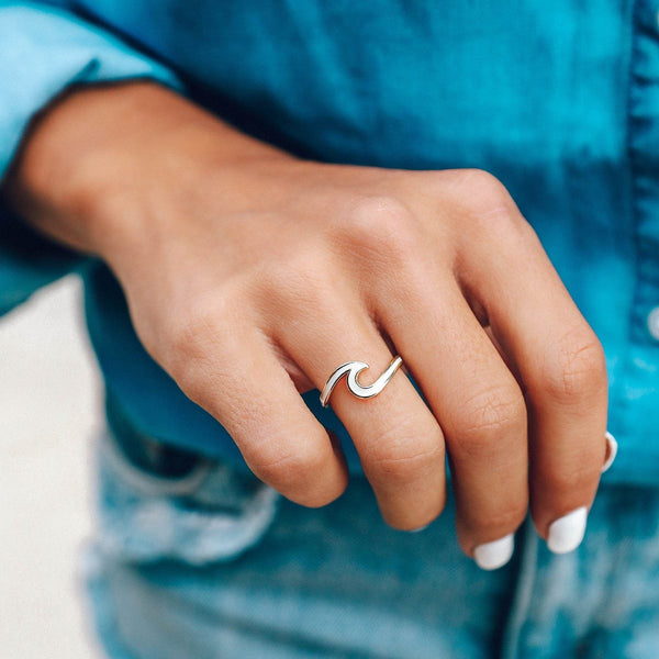 Pura Vida Silver And Blue Enamel Wave Ring Mellow Monkey