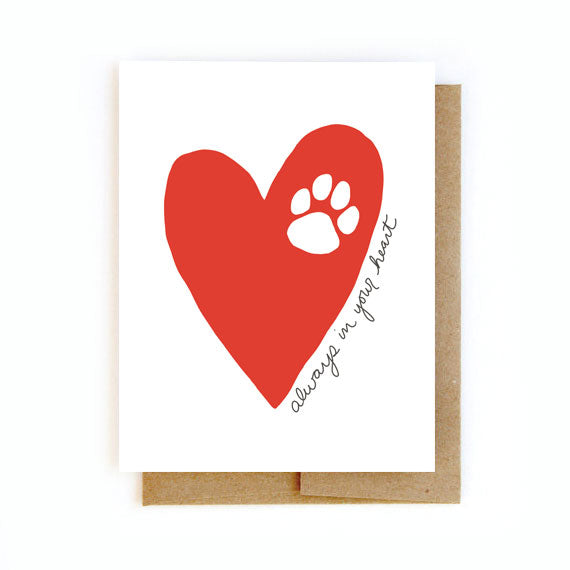 Pet Loss Sympathy Card Always In Your Heart Greeting Card Mellow Monkey