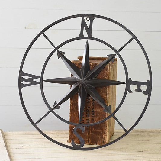 Antique Brass Finish Nautical Compass Rose Indoor/Outdoor Wall