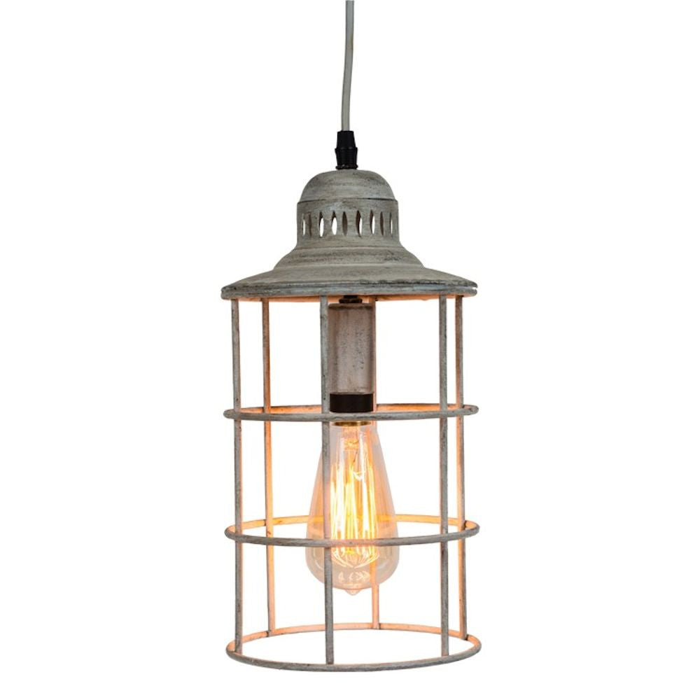 Nautical Metal Distressed White Hanging Pendant Lamp Ll331