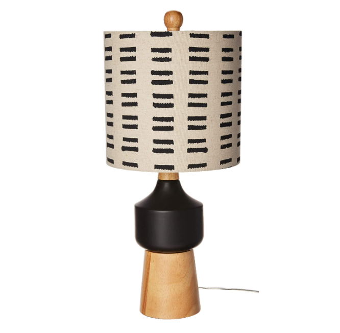 Wood & Ceramic Table Lamp with Linen Shade