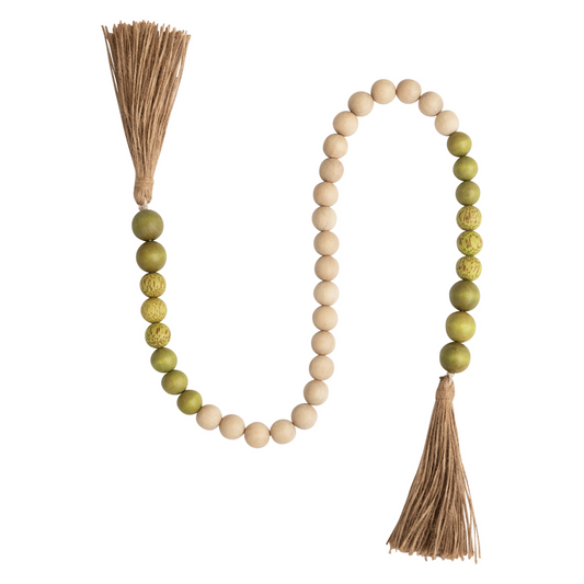 Wooden Bead Garland, 1/2 Beads, 44 Natural