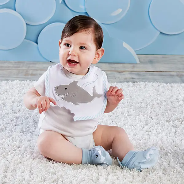 Shark Bib and Booties Gift Set - Blue