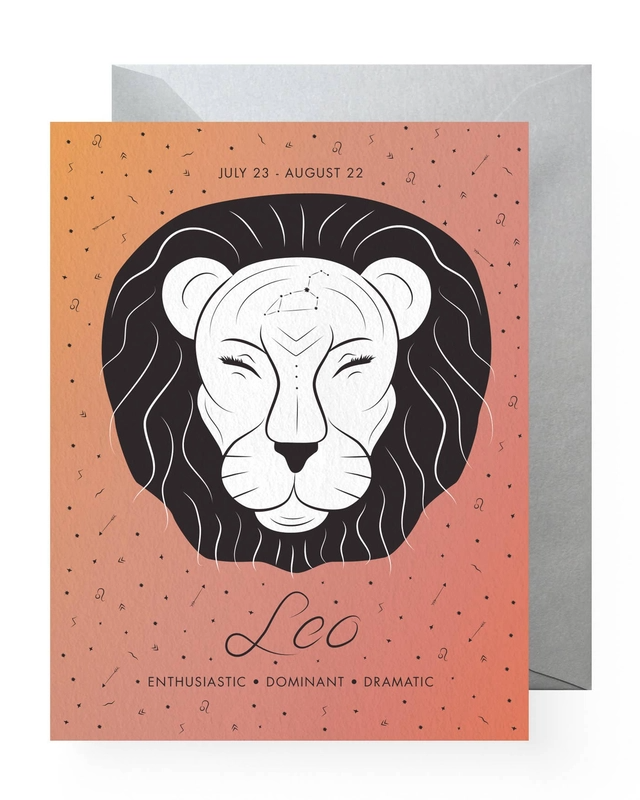 Zodiac Astrology Birthday Greeting Card Leo July 23 August 22 En Mellow Monkey