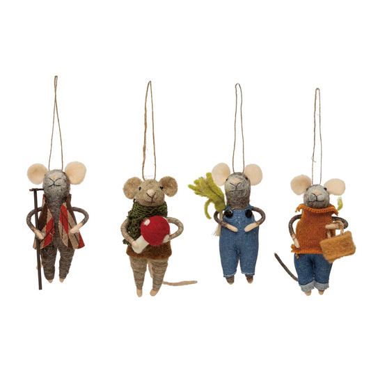 Felt Hiking Mice In Vest Ornament