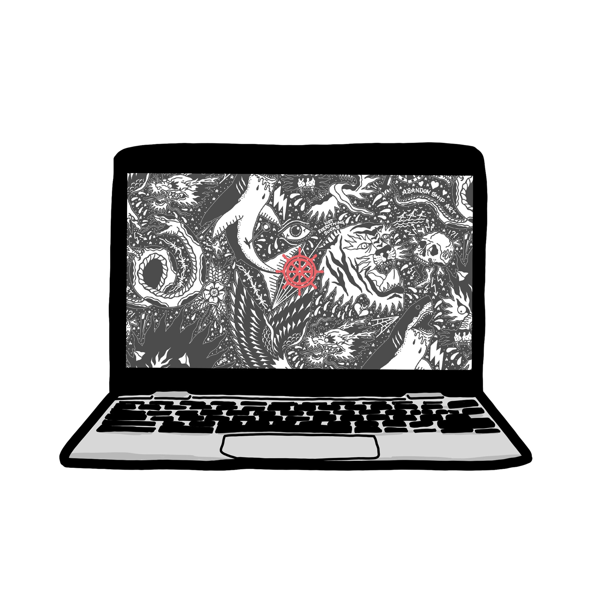 Digital Tattoo Laptop Background Abandon Ship