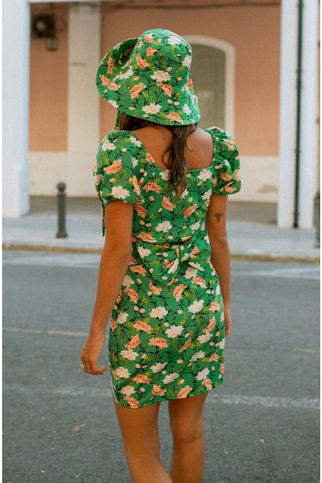 Carla mini dress - Green floral - OOTO