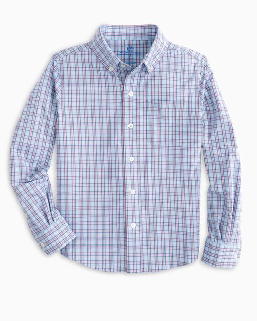 Southern Tide Youth Skipjack Mini Check in Crystal Blue