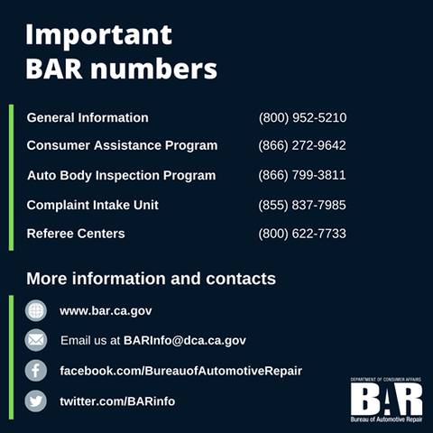 BAR INFORMATION BAR CONTACT NUMBERS CONSUMER ASSISTANCE BAR  REFEREE